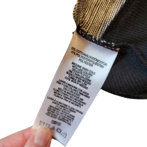 Calvin Klein Performance Asymmetrical Loose Top Black Gray Striped Short Sleeve - Picture 3 of 6